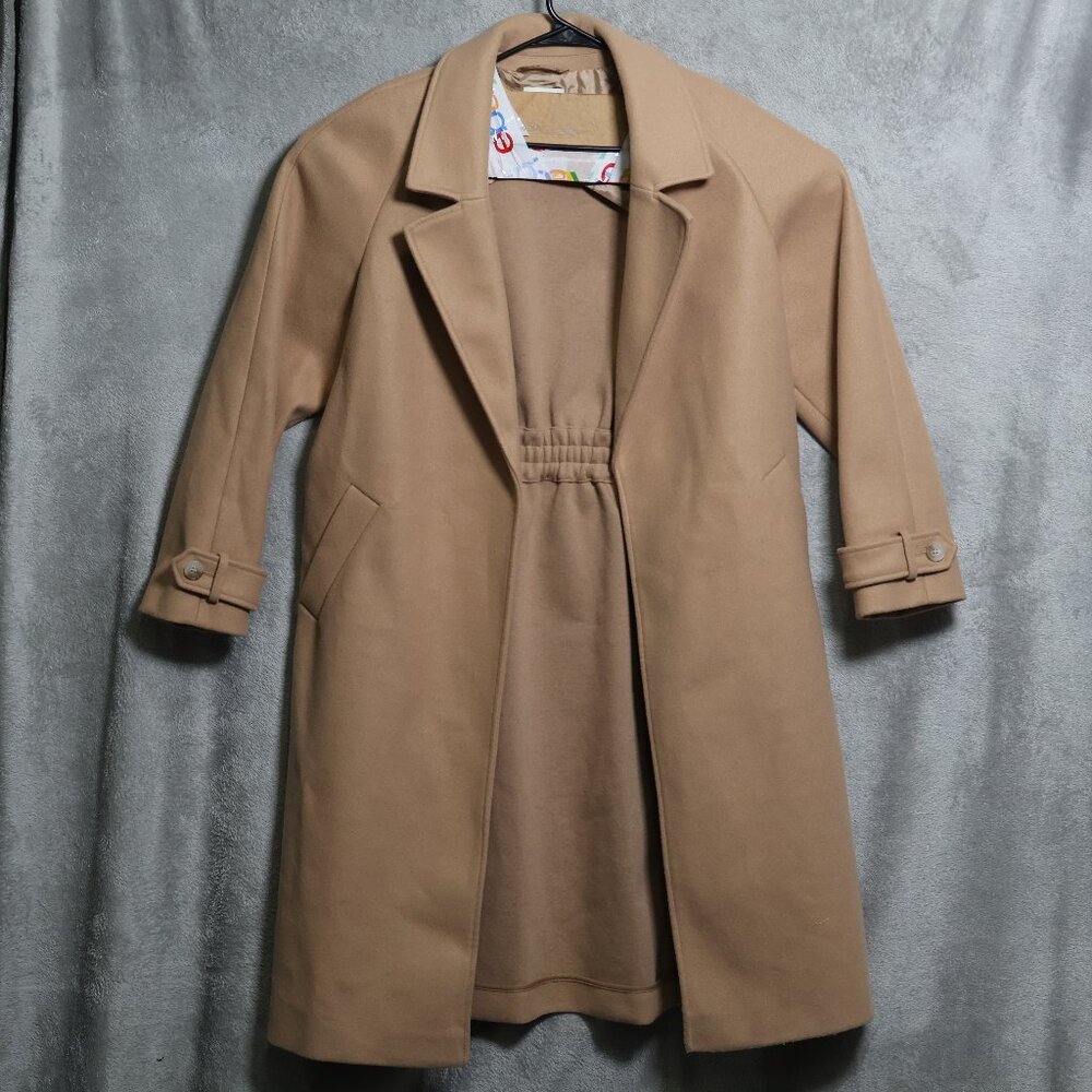 River Island Trench Coat‎ Womens 14 Beige Long Overcoat